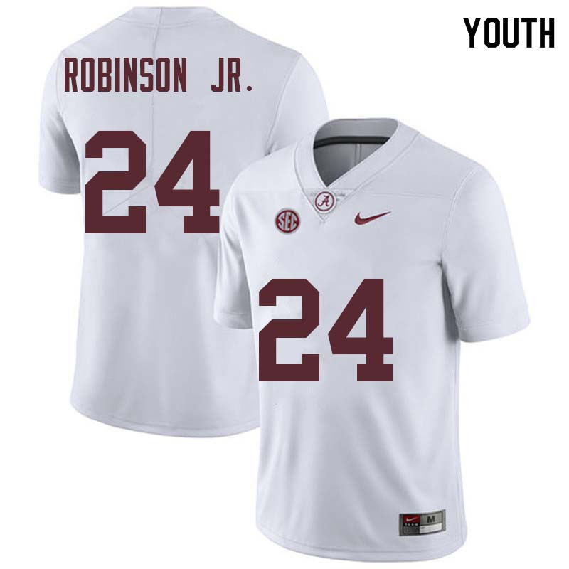 Alabama Crimson Tide Youth Brian Robinson Jr. #24 White NCAA Nike Authentic Stitched College Football Jersey JW16T46IK